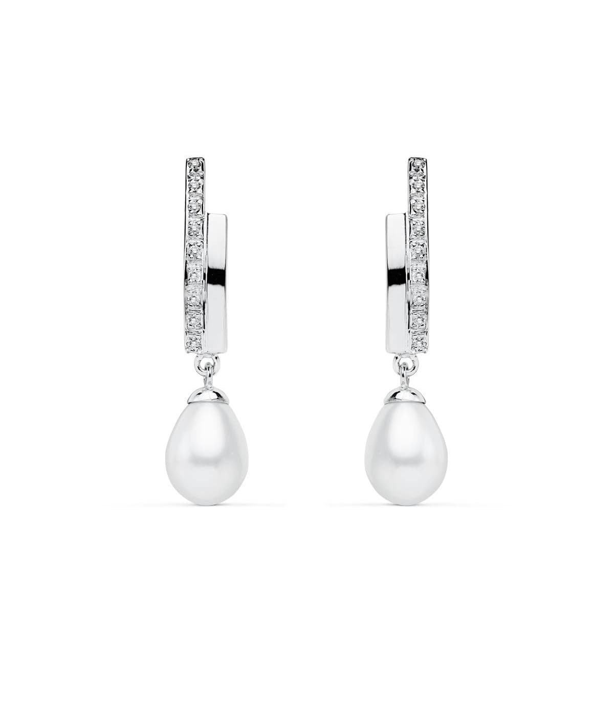 Pendientes de novia Condesa de Yorkshire Oro Blanco 9k Perla Cultivada