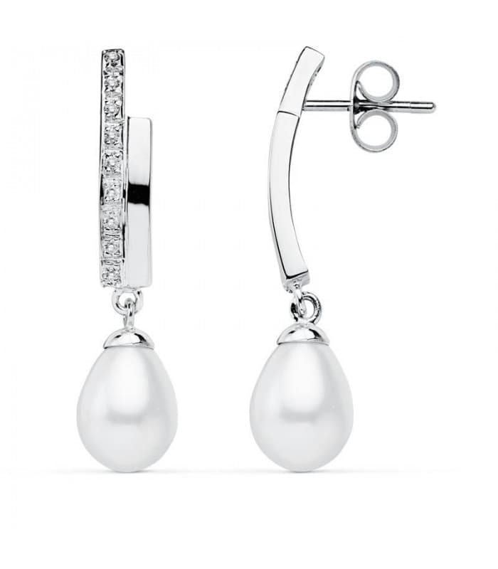 Boucles d'oreilles Comtesse Yorkshire Or Blanc 9K Perle