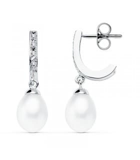 Pendientes Condesa de Mercia Oro Blanco 9K Perla