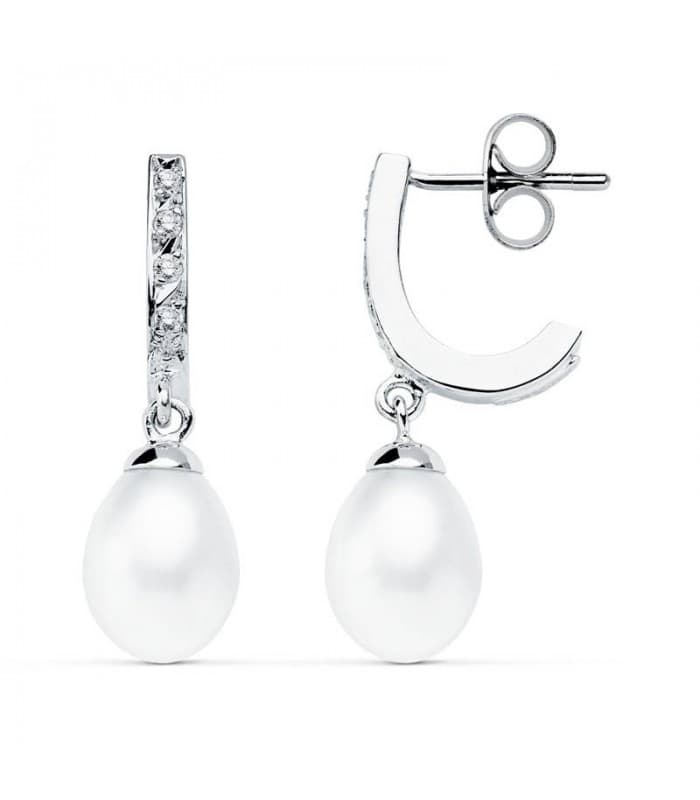 Pendientes Condesa de Mercia Oro Blanco 9K Perla