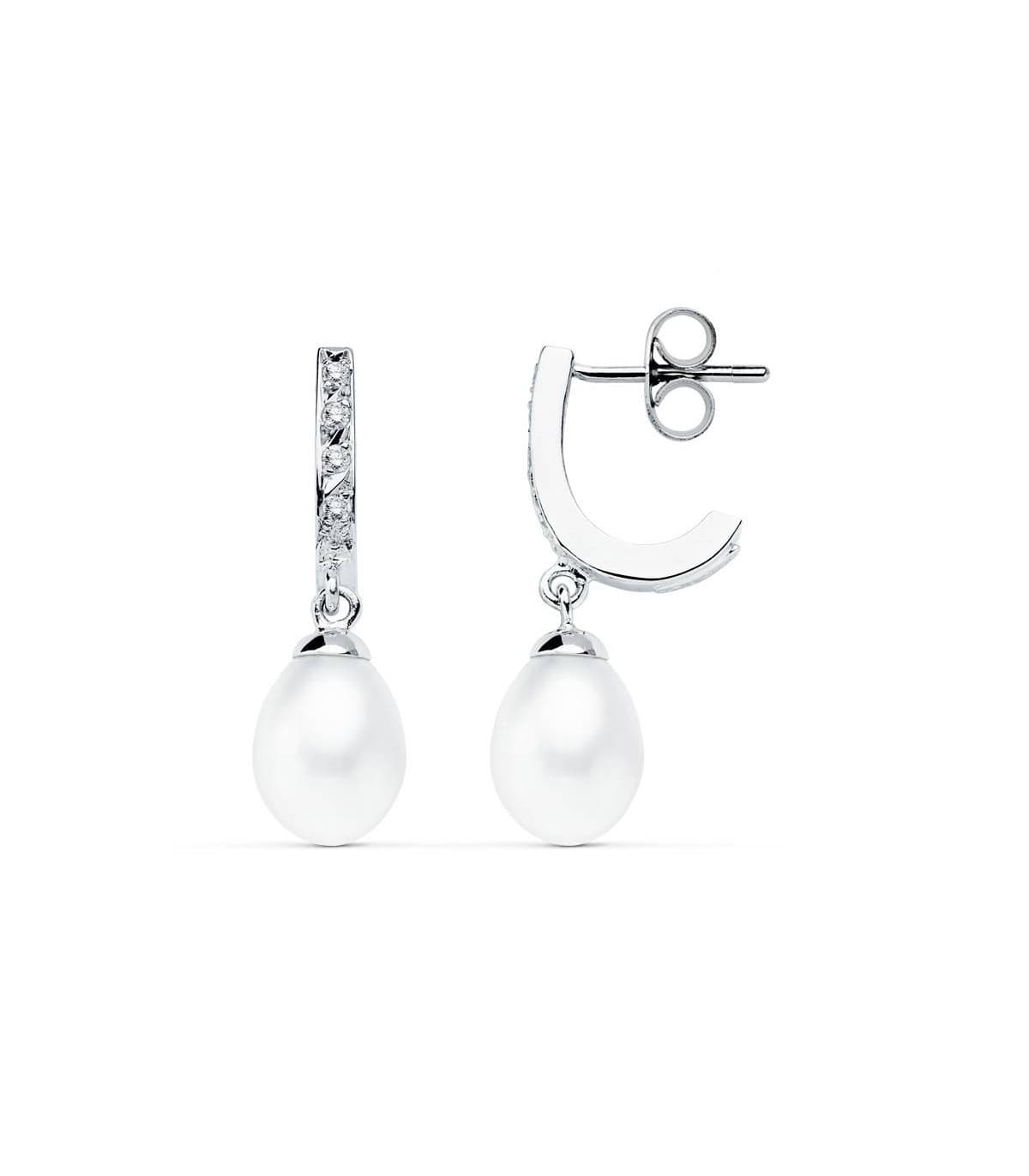 Pendientes Condesa de Mercia Oro Blanco 9K Perla