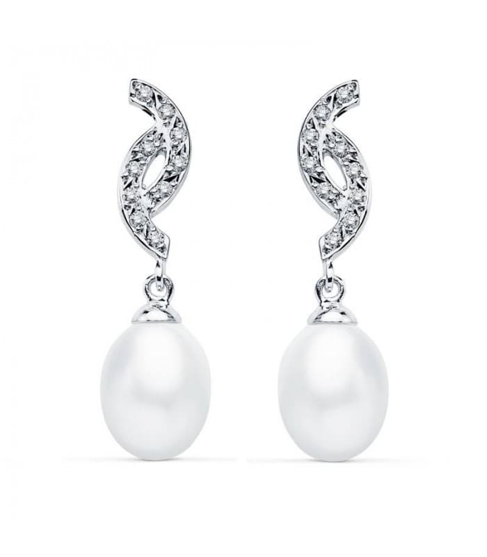 Pendientes Madame Charlotte Aglaé Oro Blanco 9K Perla