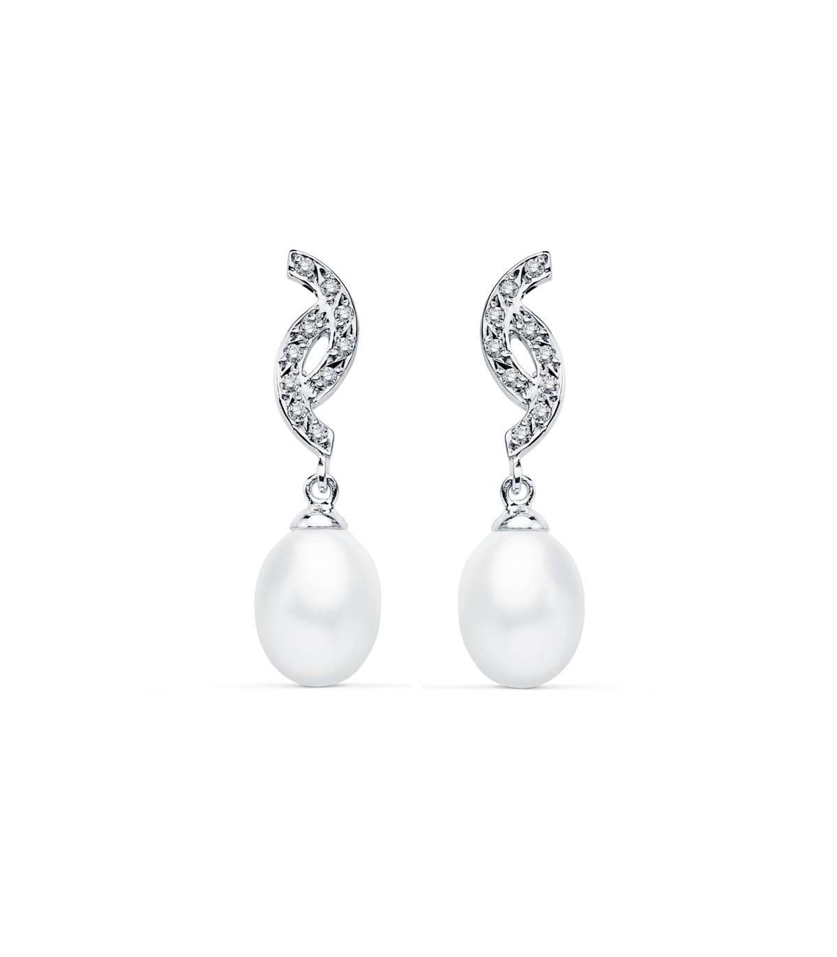 Boucles d'oreilles Madame Charlotte Aglaé Or Blanc 9K Perle