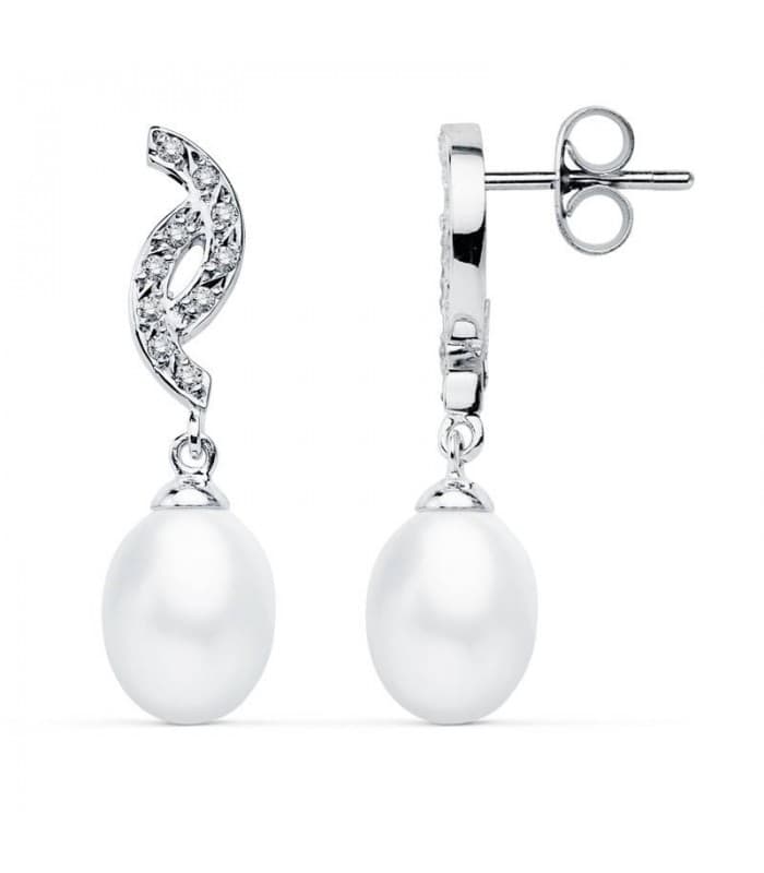 Pendientes boho para novia Oro blanco 18 ktes Joyería de boda invitadas