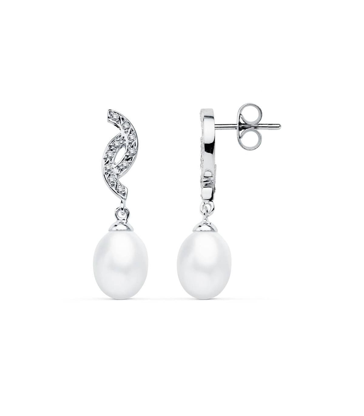 Boucles d'oreilles Madame Charlotte Aglaé Or Blanc 9K Perle