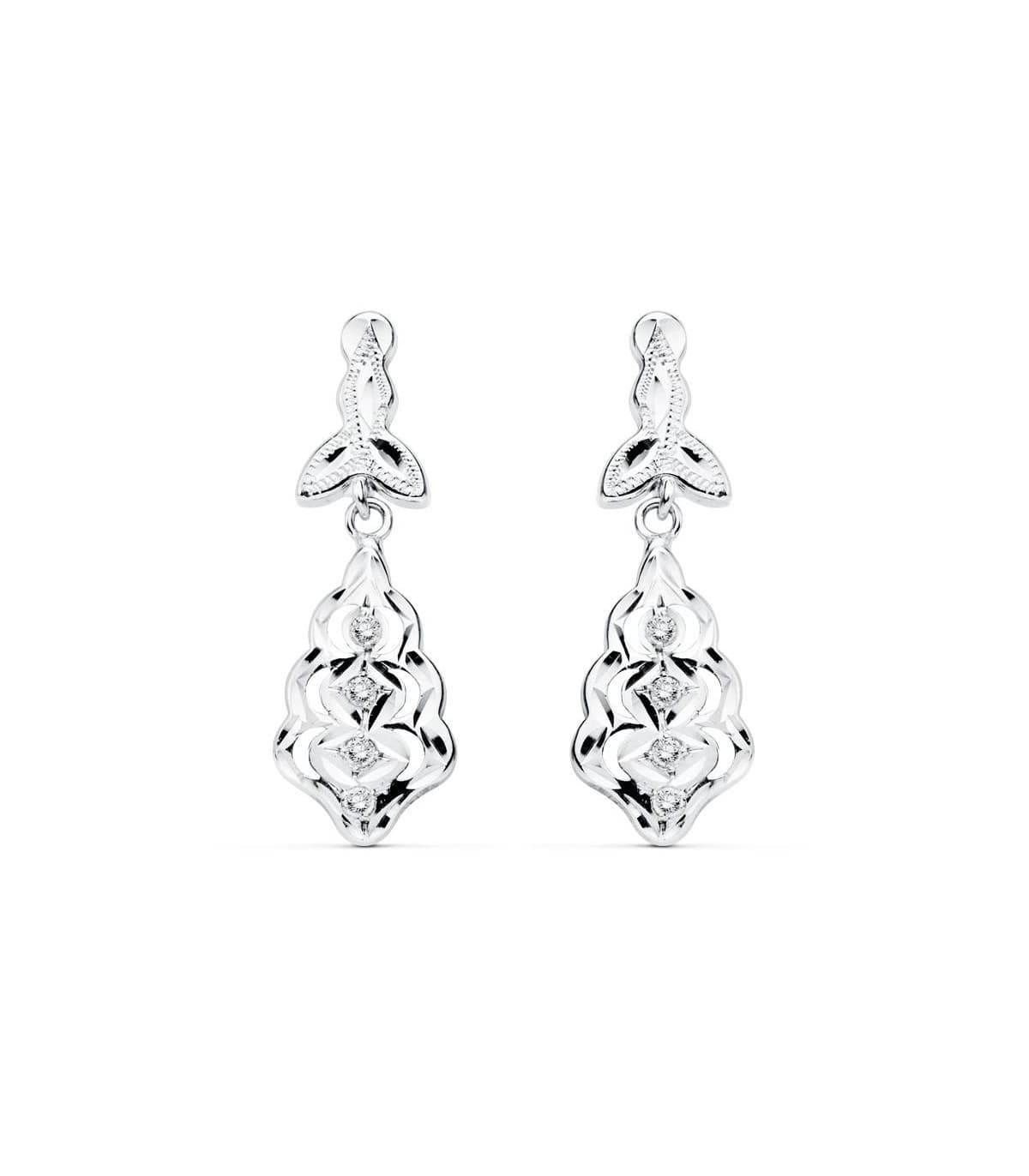 Boucles d'oreilles Zeinab Or blanc 18k Diamantées