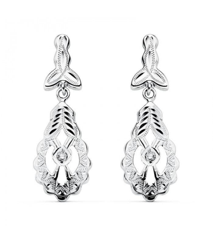 Boucles d'oreilles Fleur de Grenade Or blanc 18k Diamantées