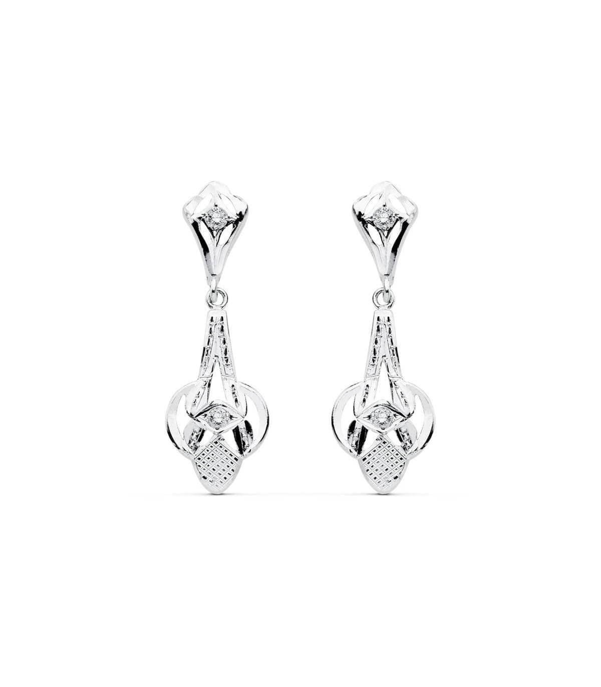 Boucles d'oreilles Azahar Or blanc 18k Diamantées