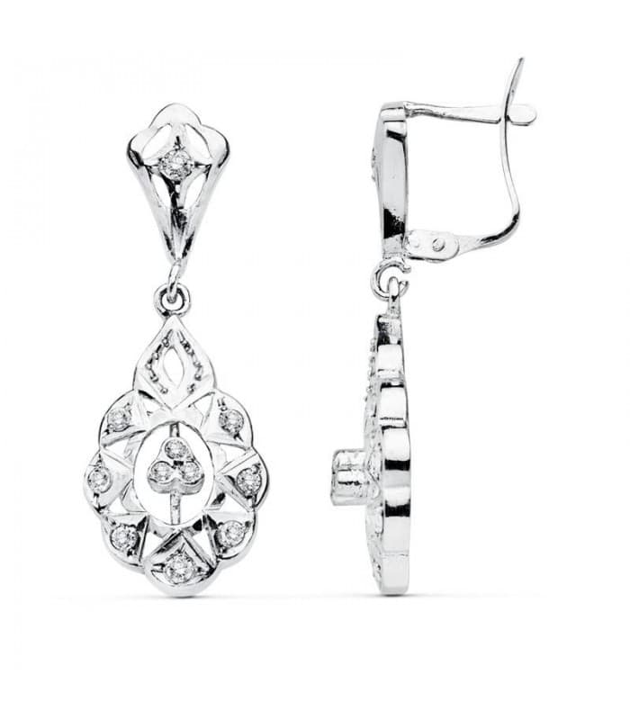 Boucles d'oreilles Alhambra Or blanc 18k Diamantées