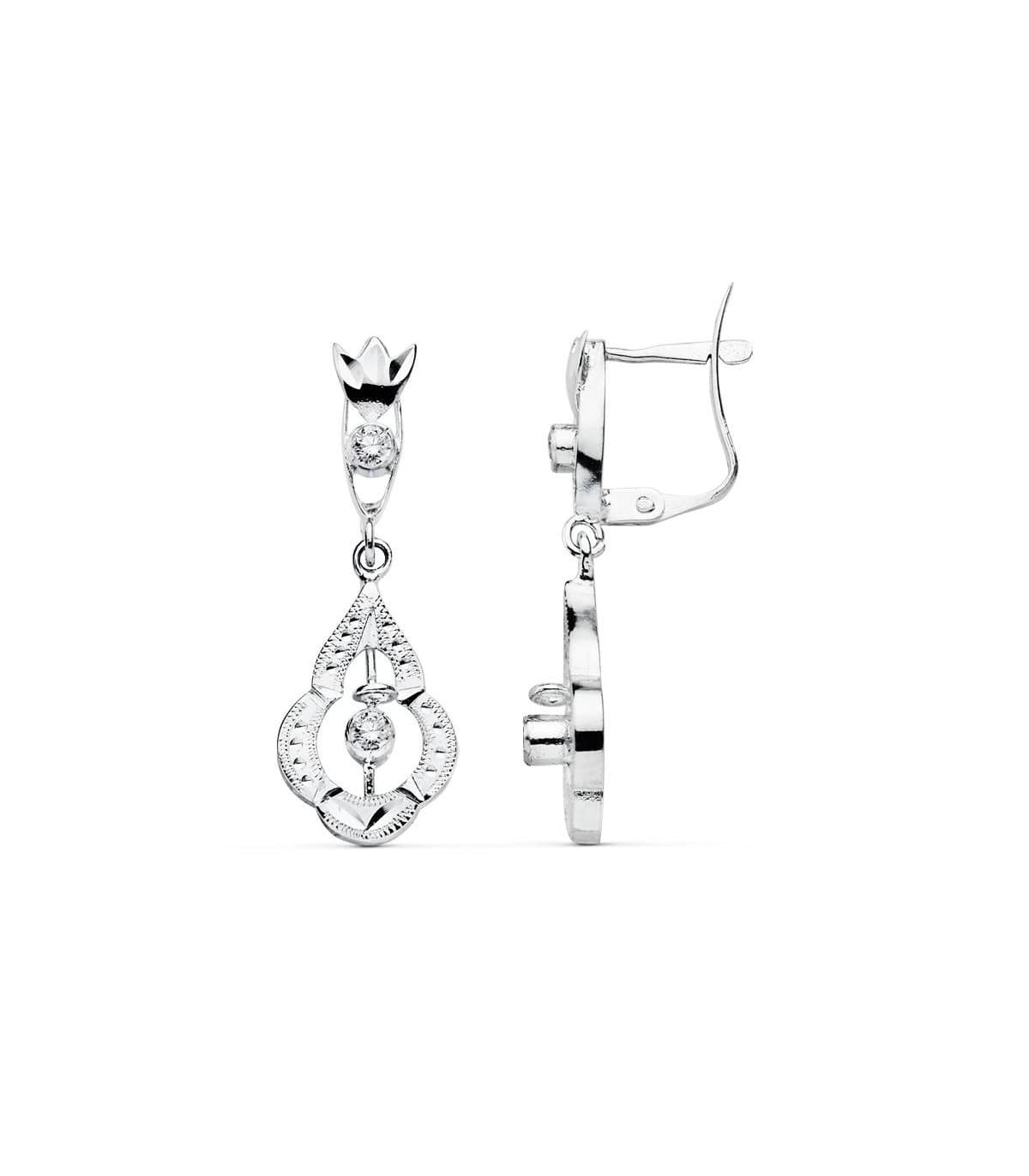 Boucles d'oreilles Princesse Suleika Or blanc 18k Diamantées