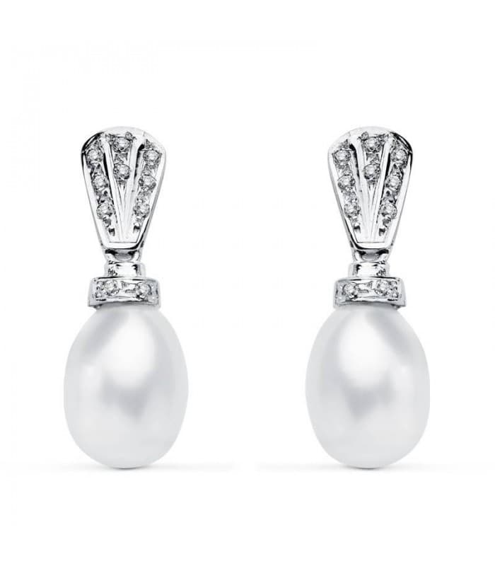 Pendientes de novia Madame Margot Oro Blanco 18 kilates Perla