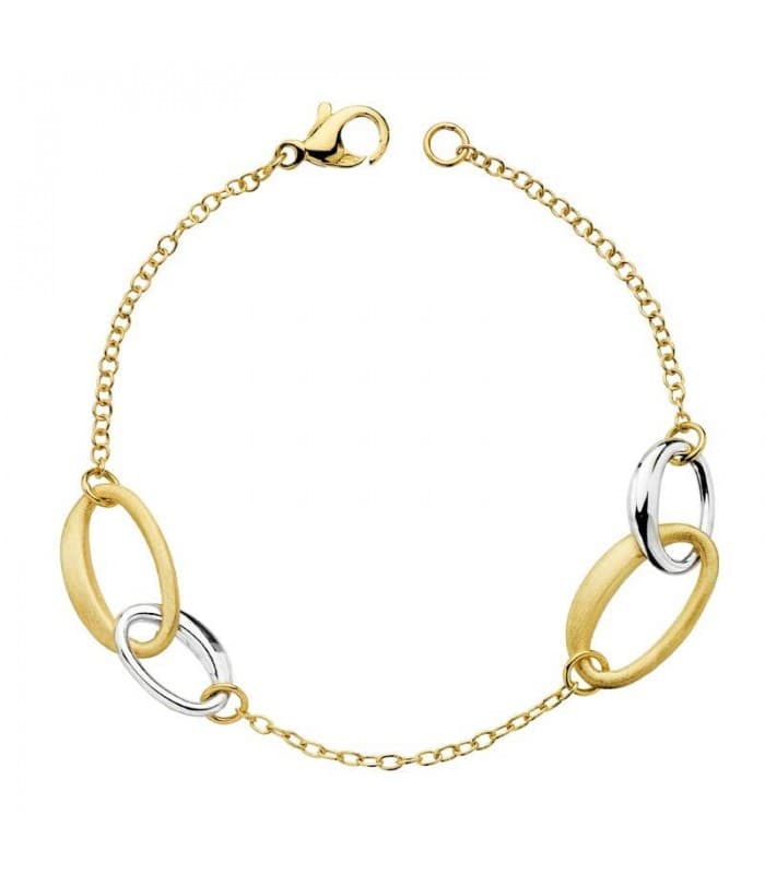 Pulsera de mujer oro bicolor 18 kts Alianzas Ovaladas - Joyería Online