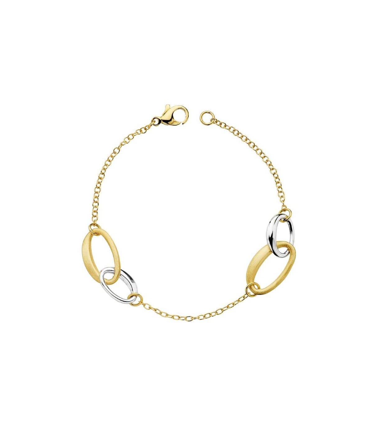 Pulsera de mujer oro bicolor 18 kts Alianzas Ovaladas - Joyería Online