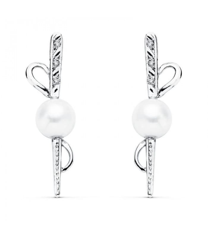 Boucles d'oreilles mariée Anne Boleyn Or Blanc 18K Perle