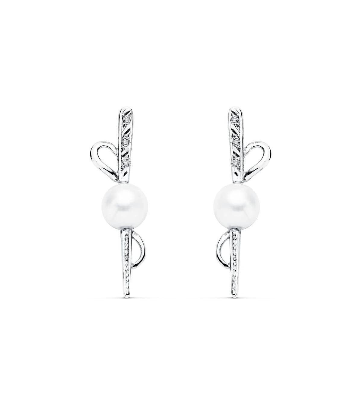 Boucles d'oreilles mariée Anne Boleyn Or Blanc 18K Perle