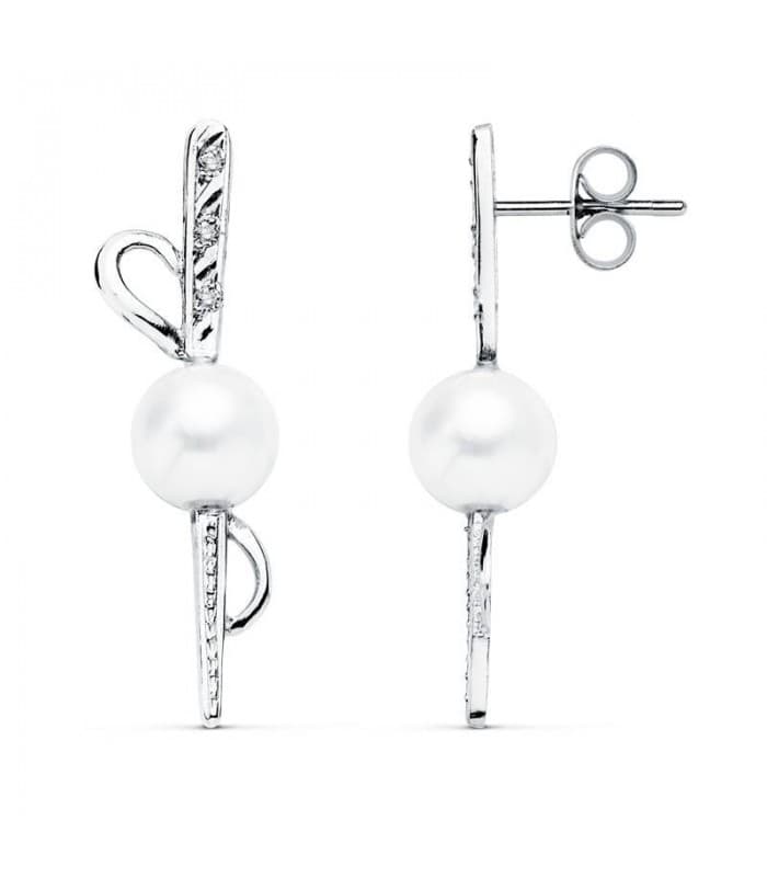 Boucles d'oreilles mariée Anne Boleyn Or Blanc 18K Perle