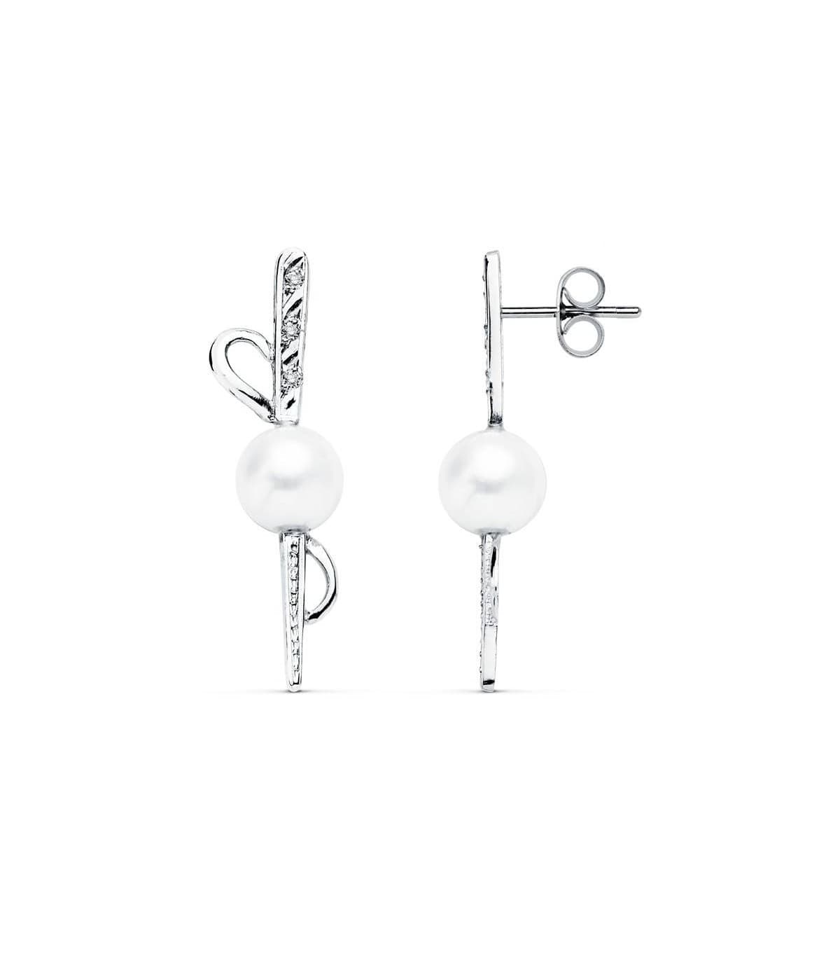Boucles d'oreilles mariée Anne Boleyn Or Blanc 18K Perle