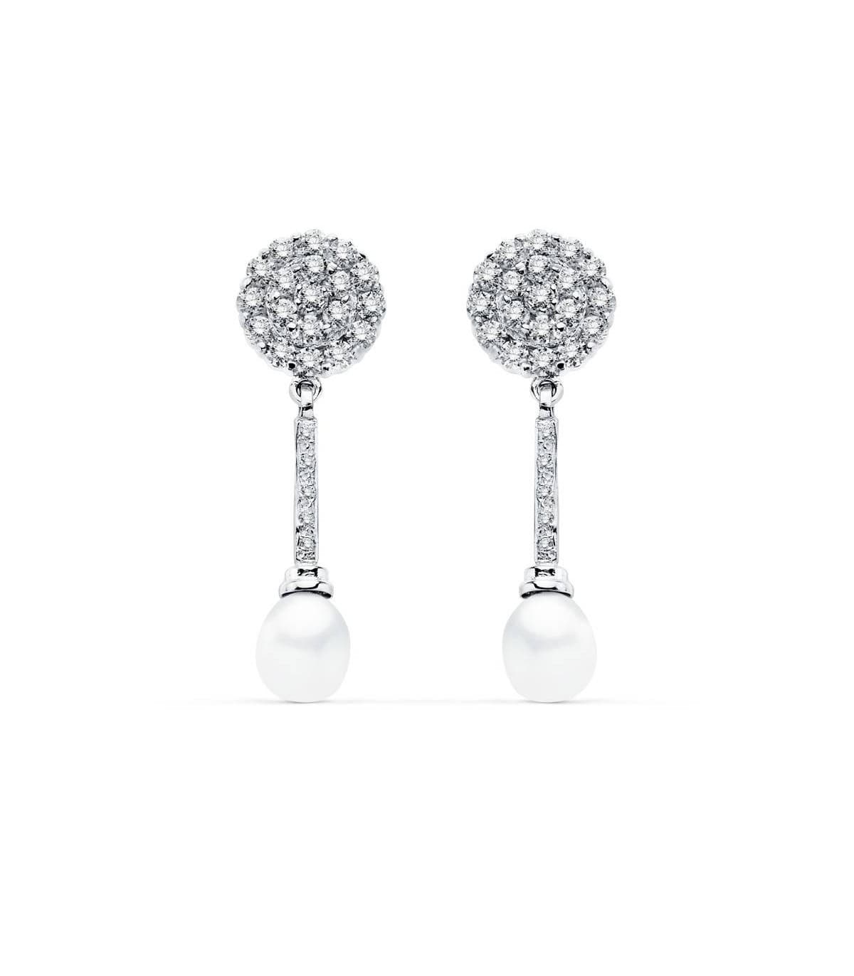 Pendientes de novia Mary Tudor Oro Blanco 18K Perla