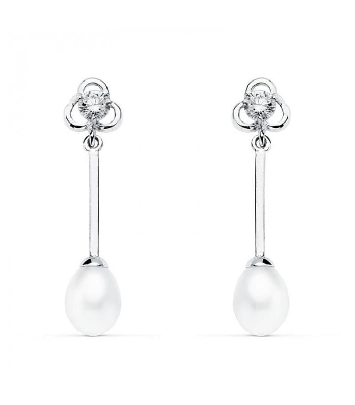 Pendientes Flores de novia Marquesa de Pembroke Oro Blanco 18 Kilates Perla