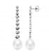 Pendientes de boda en oro blanco de 18 kilates circonitas chatón y perla cultivada. Joyería online.