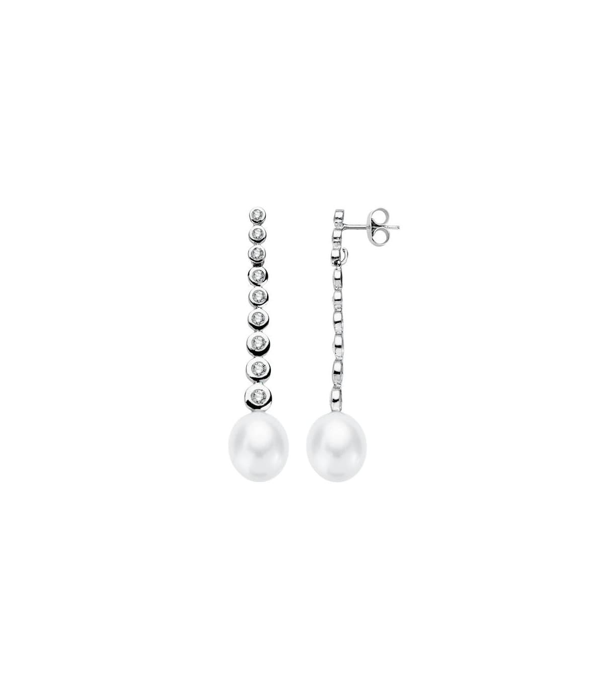 Boucles d'oreilles mariée Catherine Howard Or Blanc 18K Perle