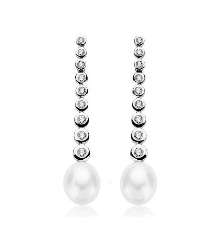 Boucles d'oreilles mariée Catherine Howard Or Blanc 18K Perle