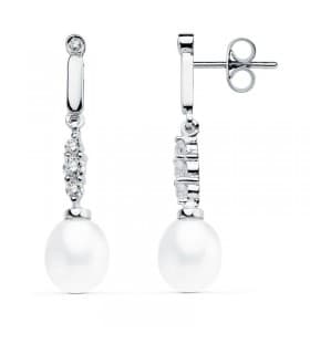 Pendientes de novia Condesa de Huntingdon Oro Blanco 18K Perla