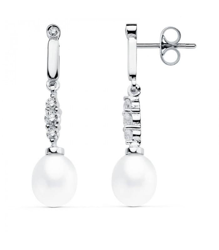 Pendientes de novia Condesa de Huntingdon Oro Blanco 18K Perla