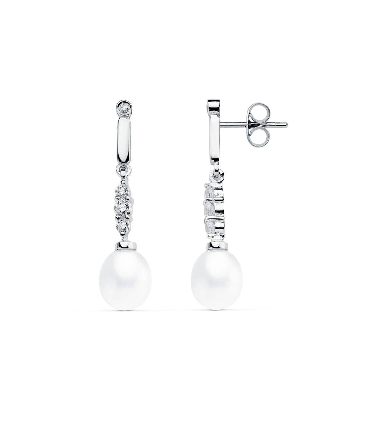 Boucles d'oreilles mariée Comtesse de Huntingdon Or Blanc 18K Perle