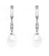 Pendientes de boda en oro blanco de 18 kilates circonitas chatón y perla cultivada. Joyería online.
