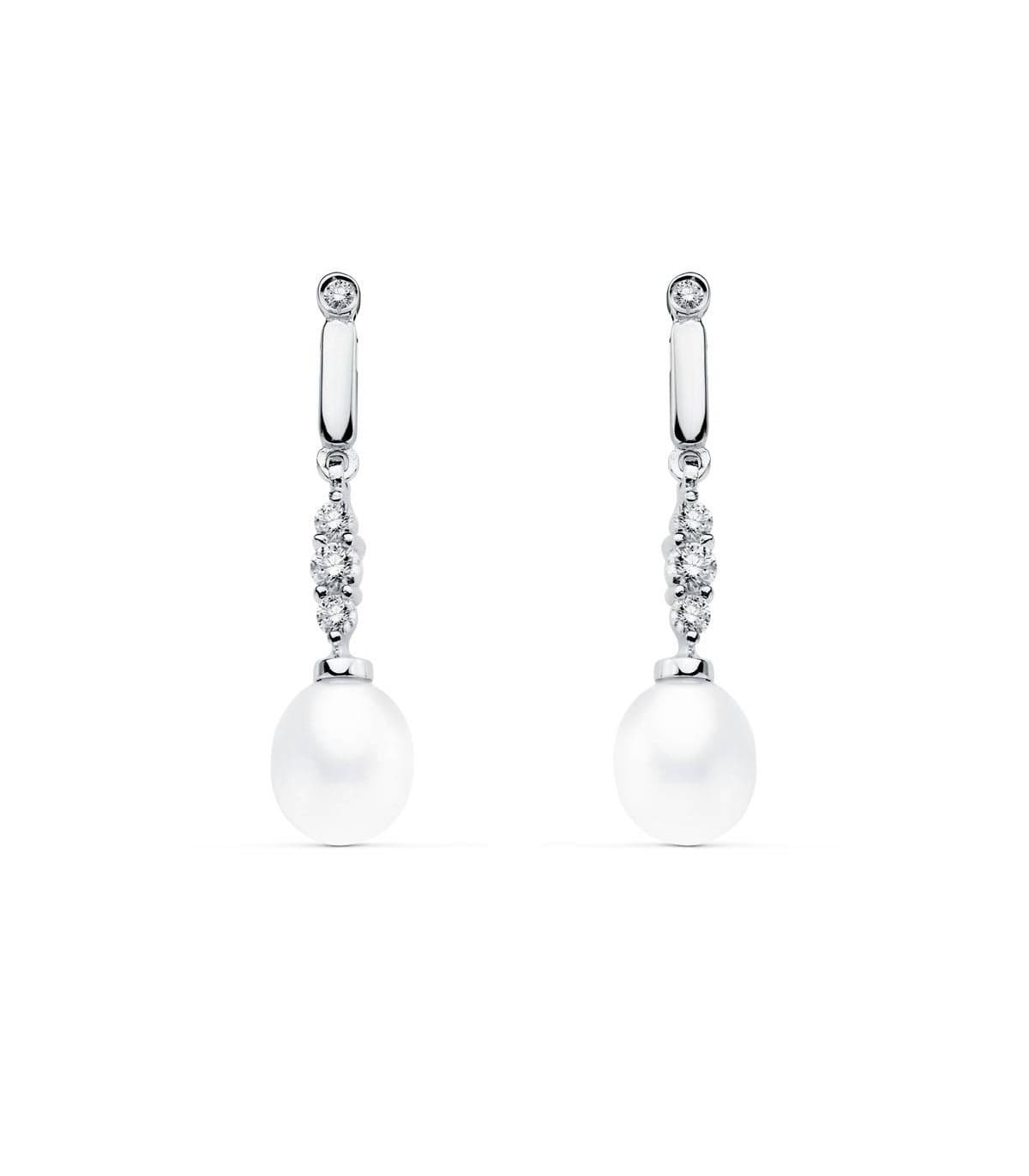 Boucles d'oreilles mariée Comtesse de Huntingdon Or Blanc 18K Perle