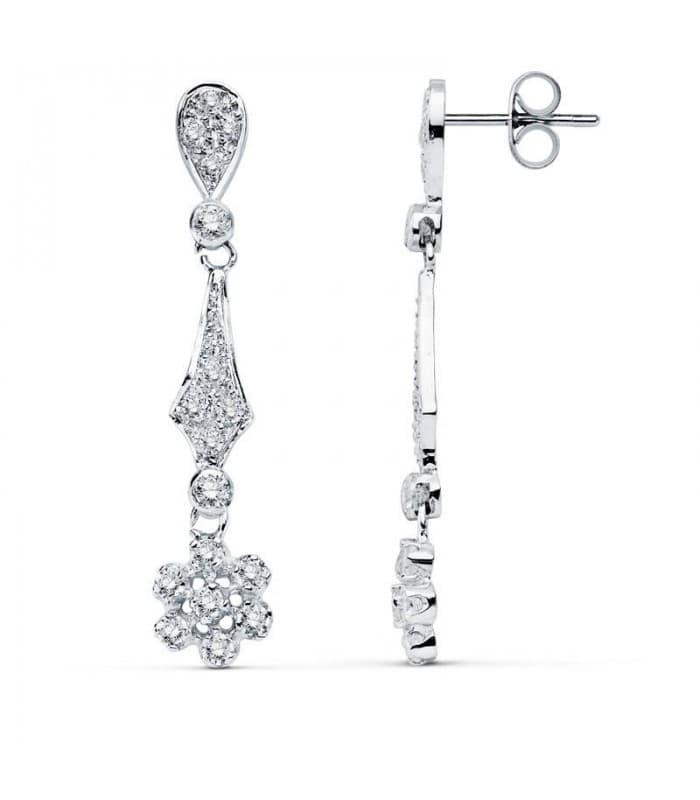 Pendientes de novia Condesa de Mansfield Oro Blanco 18 Kilates Circonitas