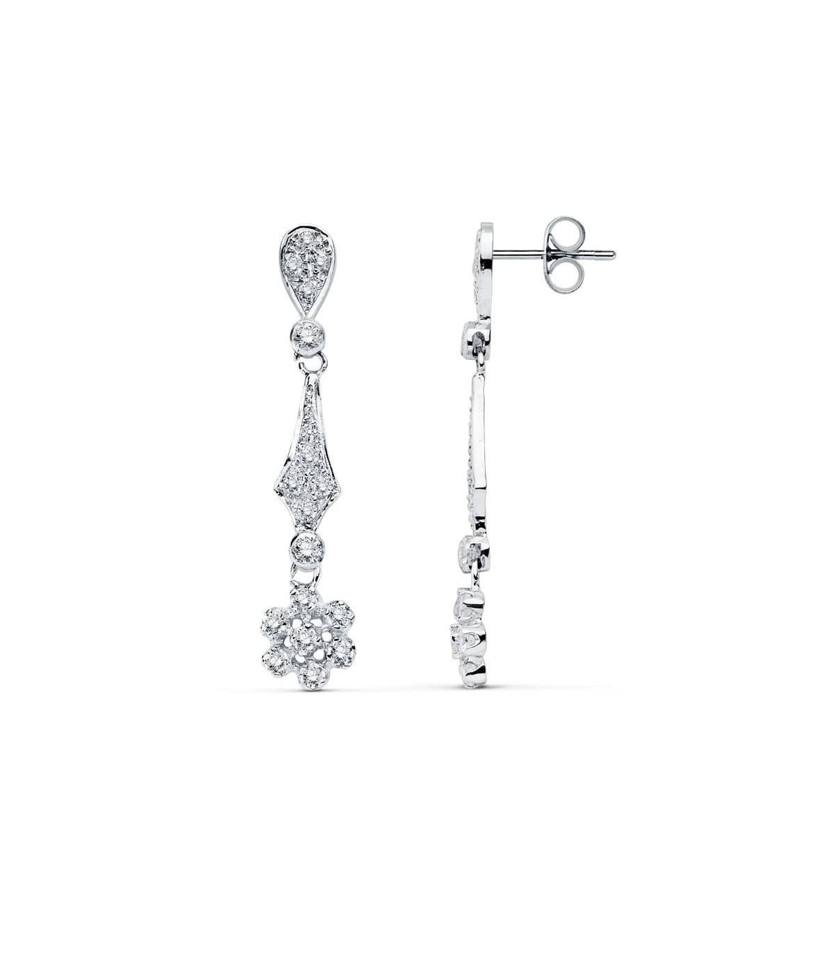 Pendientes de novia Condesa de Mansfield Oro Blanco 18 Kilates Circonitas