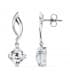 Pendientes largos colgantes de boda Oro blanco 18 kilates circonita en garras. Joyería online.