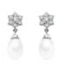 Pendientes de boda en oro blanco de 18 kilates circonitas chatón y perla cultivada. Joyería online.