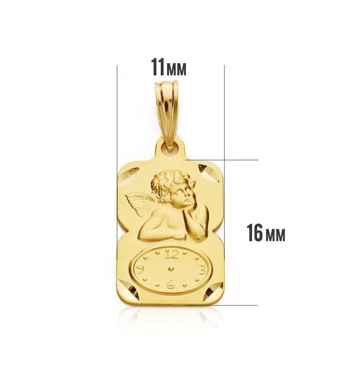 Medalla  ángel y reloj diseño oro 18ktes
