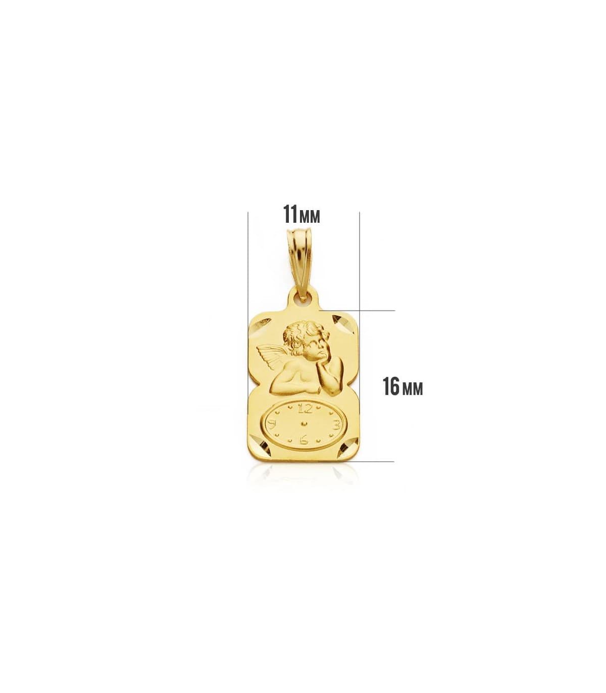 Medalla  ángel y reloj diseño oro 18ktes
