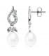 Pendientes de boda en oro blanco de 18 kilates circonitas chatón y perla cultivada. Joyería online.