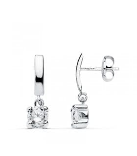 Pendientes de boda en oro blanco de 18 kilates circonitas chatón y punto de luz. Joyería online.
