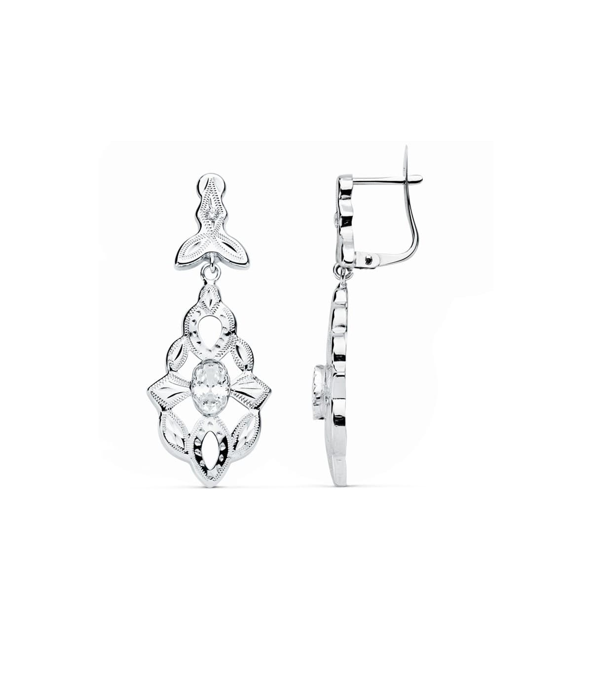 Boucles d'oreilles pour mariée Jazmine Or Blanc 18k Diamantées