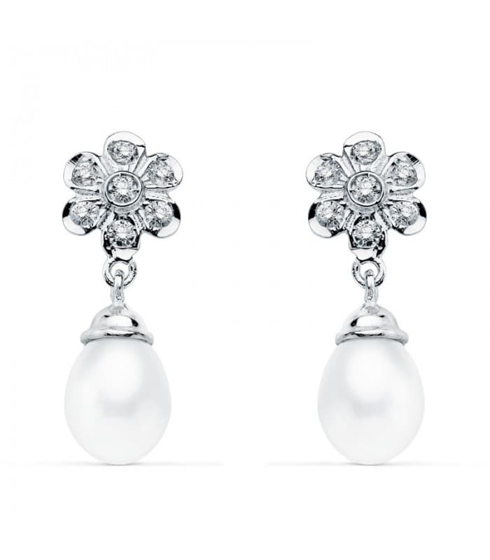 Boucles d'oreilles mariée Lady Lizbeth Or Blanc 18K Perle de culture