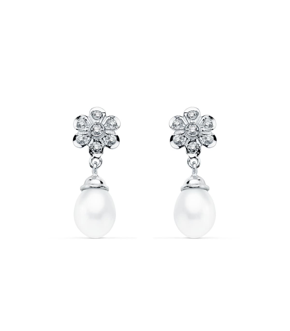 Boucles d'oreilles mariée Lady Lizbeth Or Blanc 18K Perle de culture