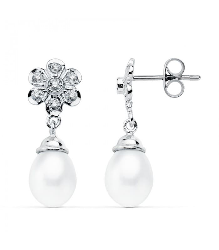 Boucles d'oreilles mariée Lady Lizbeth Or Blanc 18K Perle de culture