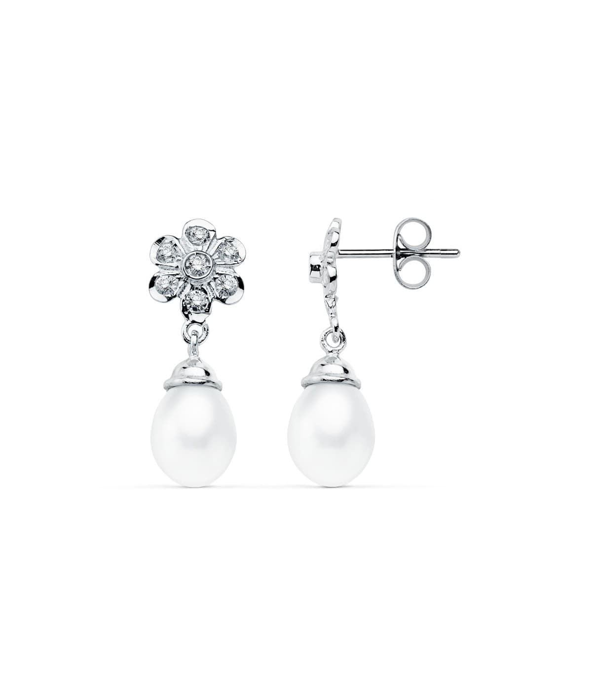 Boucles d'oreilles mariée Lady Lizbeth Or Blanc 18K Perle de culture