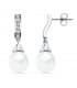 Pendientes de boda en oro blanco de 18 kilates circonitas chatón y perla cultivada. Joyería online.