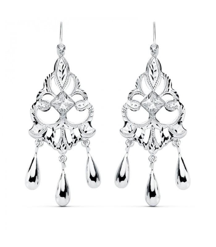 Boucles d'oreilles pour mariée Zulema Or Blanc 18k Diamantées