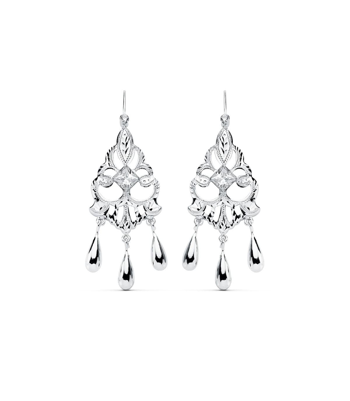 Boucles d'oreilles pour mariée Zulema Or Blanc 18k Diamantées