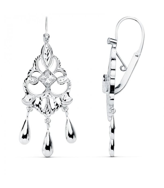 Boucles d'oreilles pour mariée Zulema Or Blanc 18k Diamantées