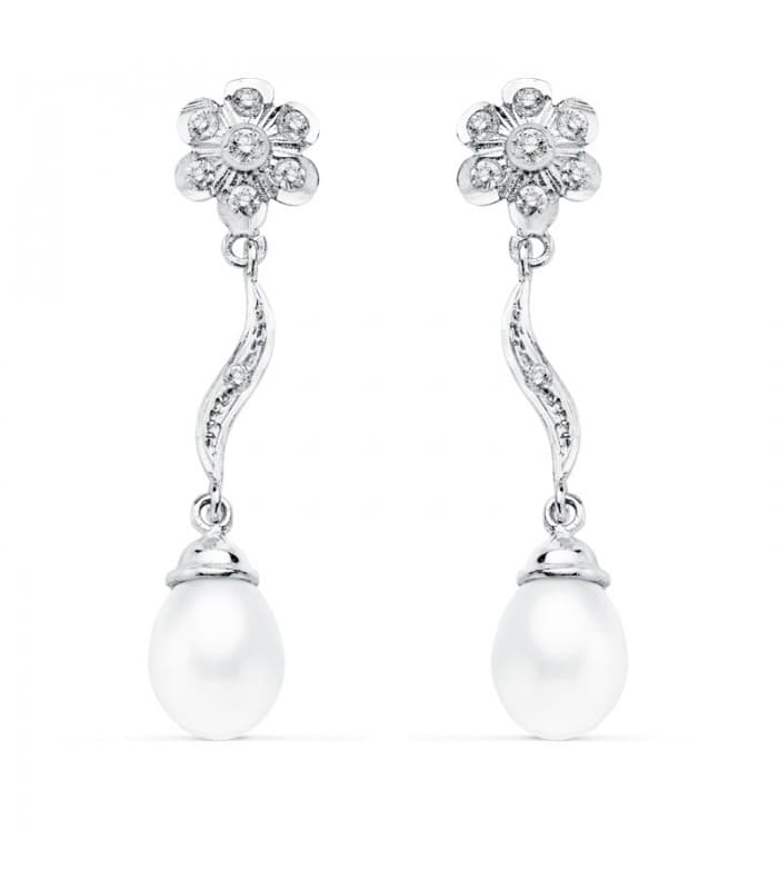 Pendientes de novia Dame Heidi Oro Blanco 18K Perla cultivada