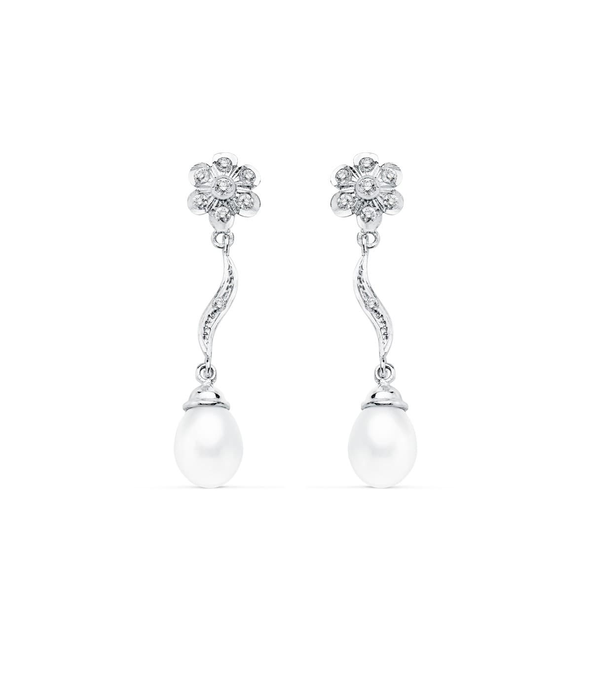 Pendientes de novia Dame Heidi Oro Blanco 18K Perla cultivada